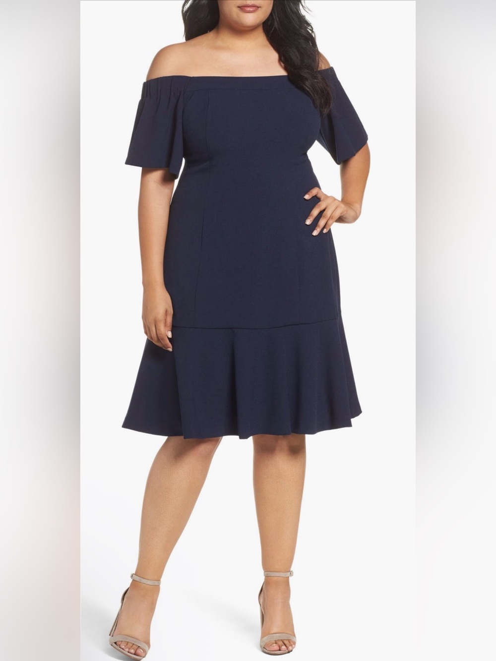 Vince Camuto Crepe Off the Shoulder Dress in Navy Dress Size 22W